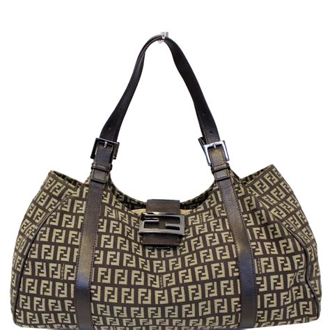 fendi light brown canvas shoulder|Fendi handbags.